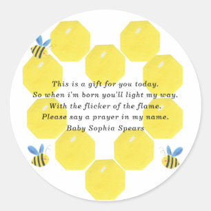  Bee baby shower - Prayer candle label