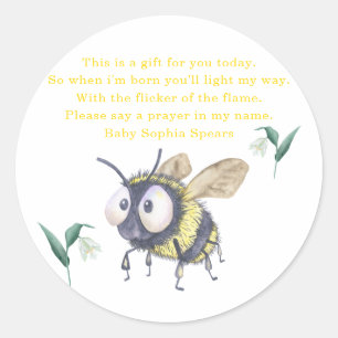  Bee baby shower - Prayer candle label