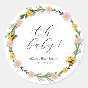 Bee Baby Shower Round Sticker