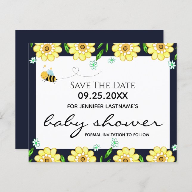 Bee Baby Shower Save the Date (Front/Back)