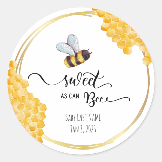 Bee Baby Shower Sticker (Front)