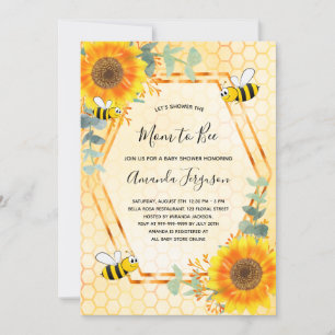 Bee Baby Shower sunflowers greenery mum to bee Invitation