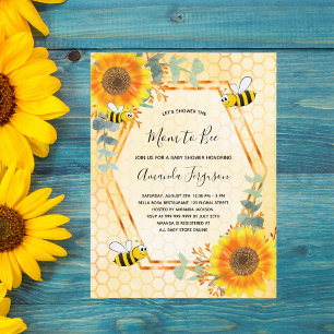 Bee Baby Shower sunflowers greenery mum to bee Invitation Postcard