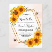 Bee Baby shower sunflowers white rose gold