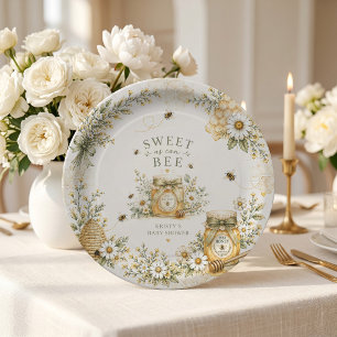 Bee Baby Shower Sweet As Can Bee Gender Neutral  Paper Plate