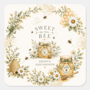 Bee Baby Shower Sweet As Can Bee Gender Neutral  Square Sticker