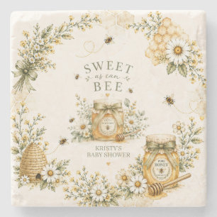 Bee Baby Shower Sweet As Can Bee Gender Neutral Stone Coaster