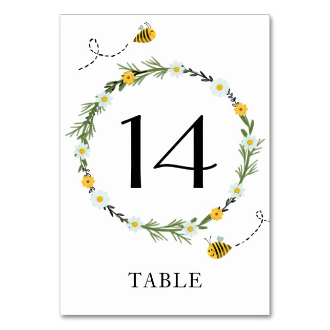 Bee Baby Shower Table Number (Front)