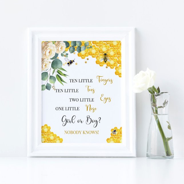 Bee Baby Shower Ten Little Fingers Sign (Creator Uploaded)