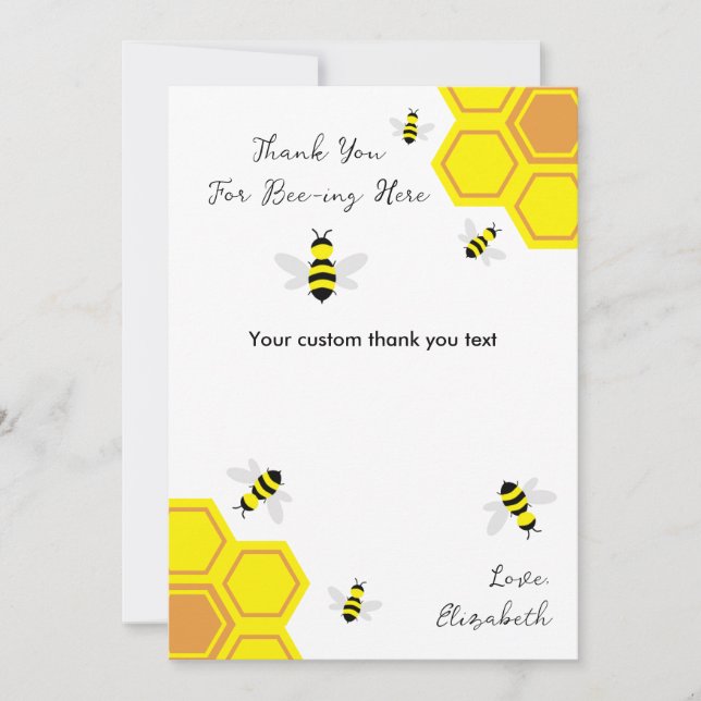 Bee Baby Shower Thank You Card (Front)