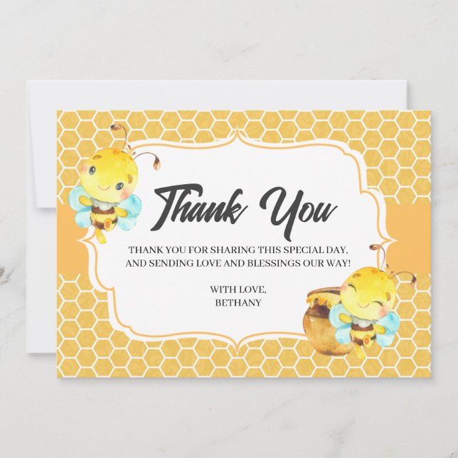 Bee Baby Shower Thank You Card (Front)