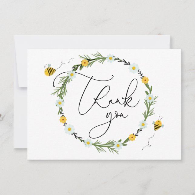 Bee Baby Shower Thank You Card (Front)