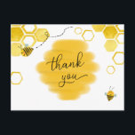 Bee Baby Shower Thank You Postcard<br><div class="desc">Thank your guests for celebrating the mama to bee! This fun bee-themed baby shower thank you postcard features a watercolor honeycomb and adorable bee illustrations. Personalise with your information or click "Click to customise further" to edit font styles,  size and colours.</div>