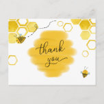 Bee Baby Shower Thank You Postcard<br><div class="desc">Thank your guests for celebrating the mama to bee! This fun bee-themed baby shower thank you postcard features a watercolor honeycomb and adorable bee illustrations. Personalise with your information or click "Click to customise further" to edit font styles,  size and colours.</div>