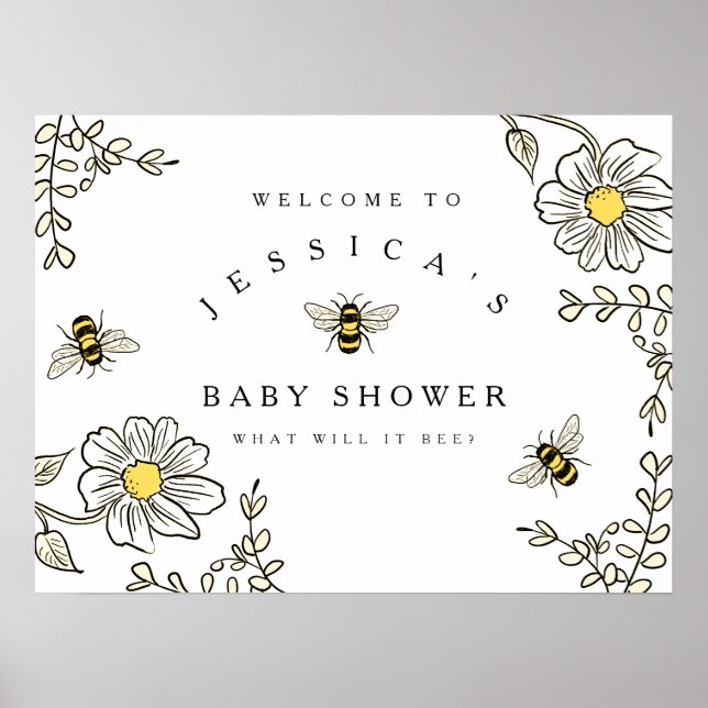 Bee Baby Shower Welcome for Bumble Bee Shower Poster (Front)
