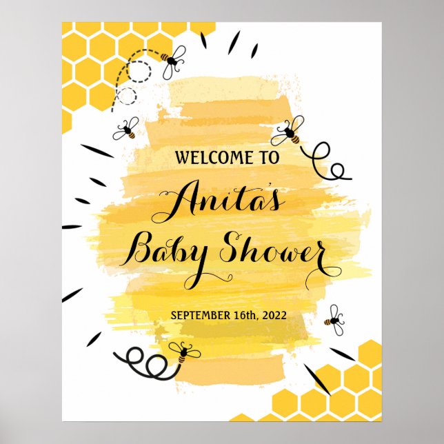 Bee Baby Shower Welcome Sign (Front)