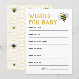 Bee Baby Shower Wishes For Baby Invitation