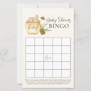 Bee Baby Shower Yellow Bingo Game Card