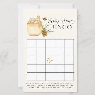 Bee Baby Shower Yellow Bingo Game Card