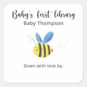 Bee - Baby's first library Square Sticker