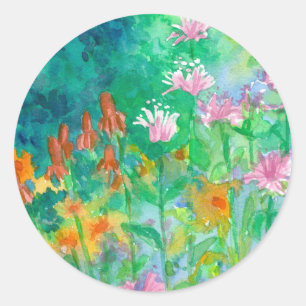 Bee Balm Mexican Hat Herbs Garden Wildflowers Classic Round Sticker