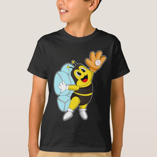 Bee Baseball Baseball glove T-Shirt (Front)