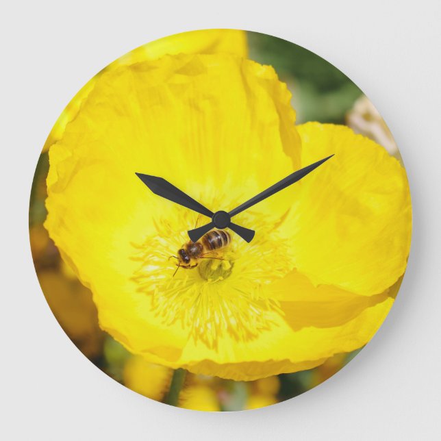 Bee Bathed in Yellow  Large Clock (Front)