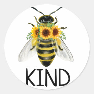 Bee Be Kind Painted Sunflowers Kindness Sticker