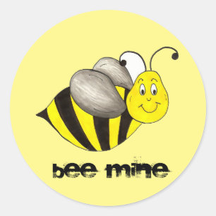 Bee (Be) Mine Valentine's Day Bumblebee Love Classic Round Sticker