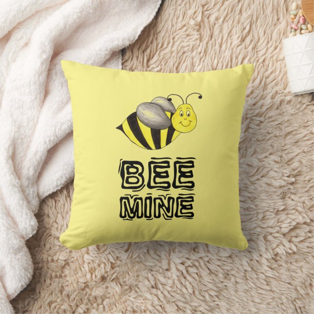 Bee Be Mine Valentine's Day Love Honey Bumblebee Cushion (Blanket)
