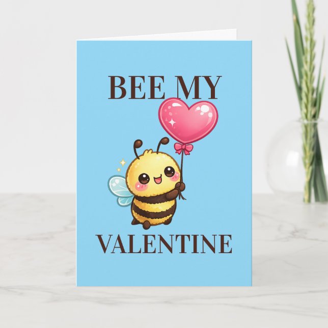 Bee be My Valentine Pun Humor Holiday Card (Front)