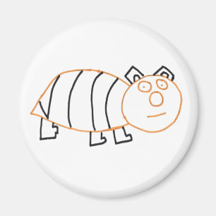 Bee Bear Round Magnet