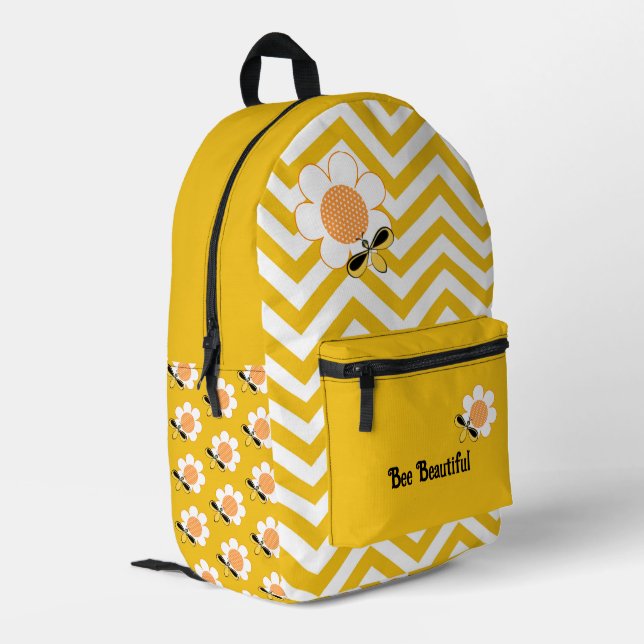 Bee Beautiful Print Cut Sew Backpack (Back Corner Left)