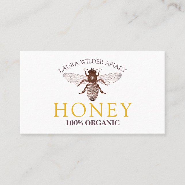 Bee Beekeeper Beekeeping Apiary Honey Gold Business Card (Front)