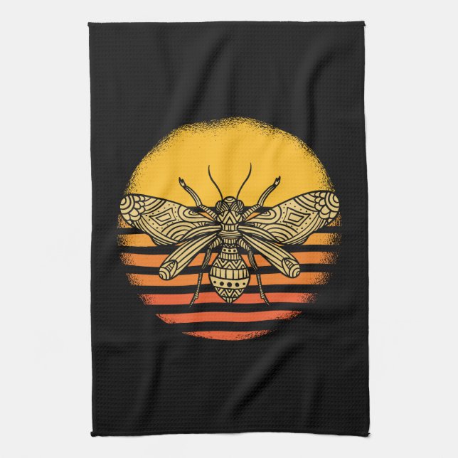 Bee Beekeeper Beekeeping Retro Gift Tea Towel (Vertical)