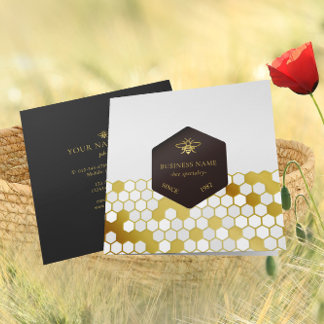 Bee BeeKeeper Honey Apiarist Gold Black  Square Business Card