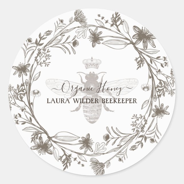 Bee Beekeeper Honey Apiary Classic Round Sticker (Front)
