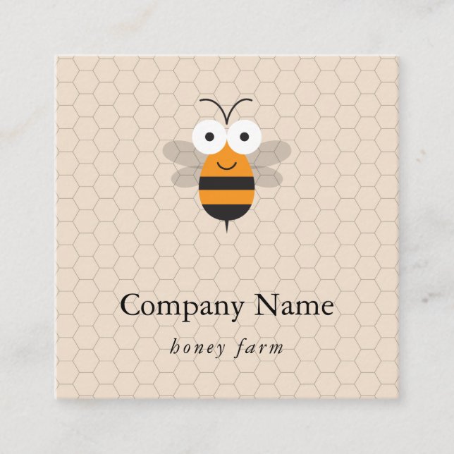 Bee Beekeeper Honey Beekeeping Apiarist Logo Square Business Card (Front)