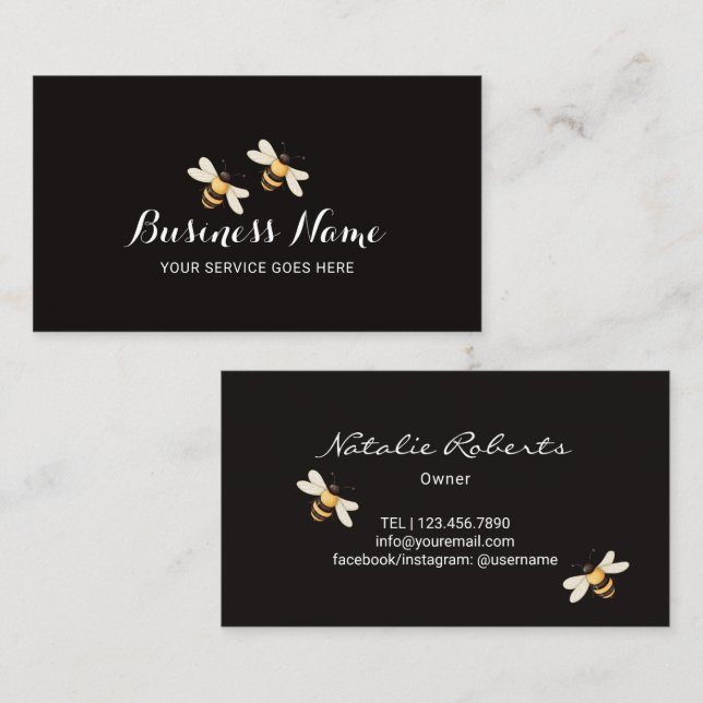Bee Beekeeper Honey  Business Card (Front/Back)