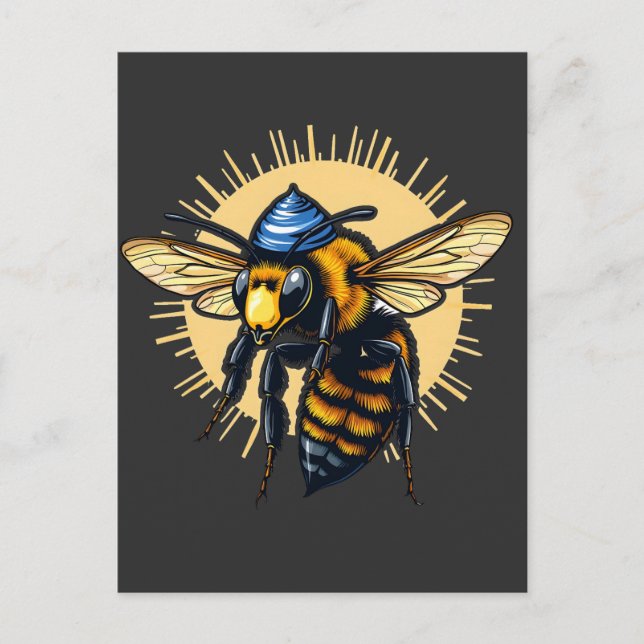Bee Beekeeping Hanukkah Jewish Kippah  Postcard (Front)