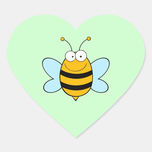 Bee Bees Bug Bugs Insect Cute Cartoon Animal Heart Sticker (Front)