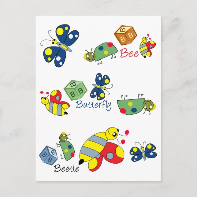 Bee Beetle Butterfly.jpg Postcard (Front)