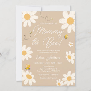 Bee Beige Daisy Retro Mummy to Bee Baby Shower  Invitation