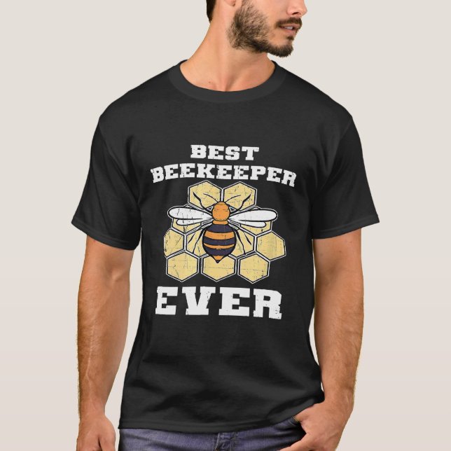 Bee Best Beekeeper Ever Beekeeping Retro Honeycomb T-Shirt (Front)