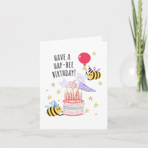 Bee Birthday Card - "Have a Hap-Bee Birthday!"