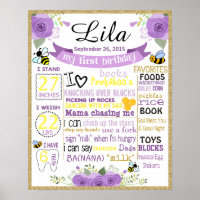 Bee birthday chalkboard sign chalk board poster