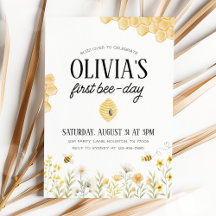 Bee Birthday First Bee Day Invitation