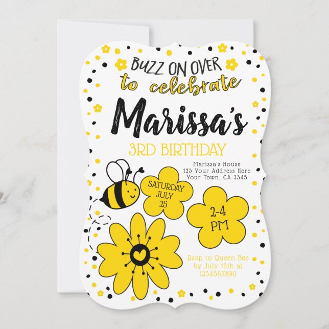 Bee Birthday Invitation (Front)