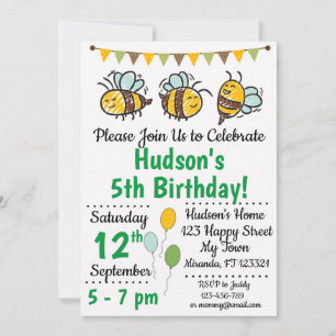 Bee Birthday Invitation