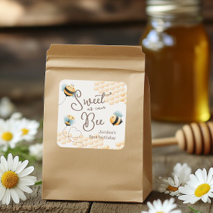Bee Birthday Invitation Square Sticker